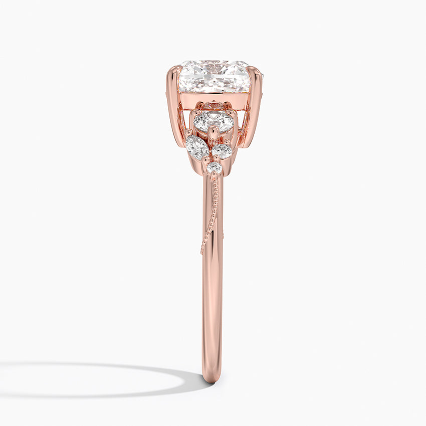 Camellia Three Stone Diamond Ring