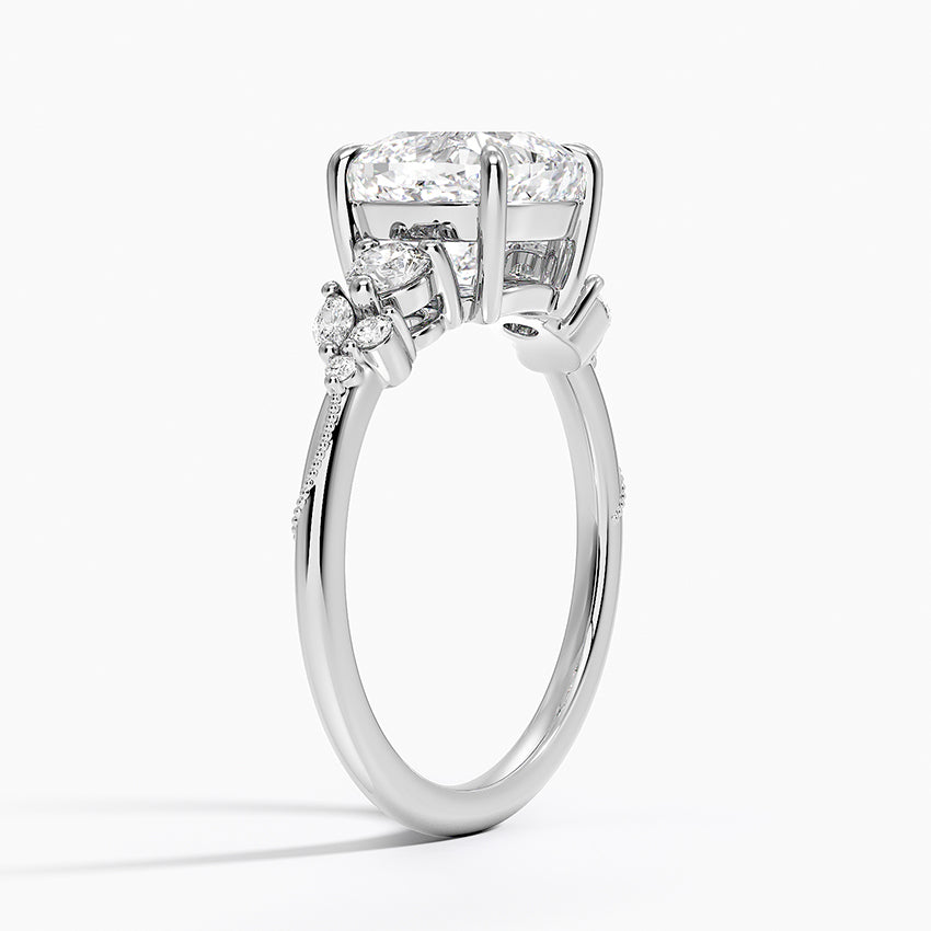 Camellia Three Stone Diamond Ring