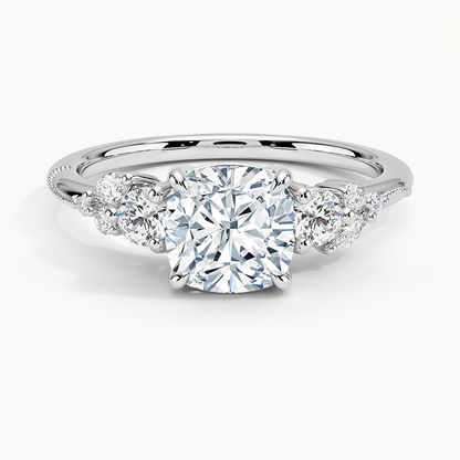 Camellia Three Stone Diamond Ring