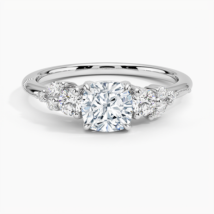 Camellia Three Stone Diamond Ring