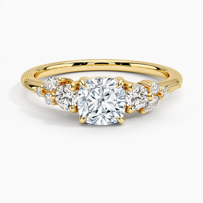 Camellia Three Stone Diamond Ring