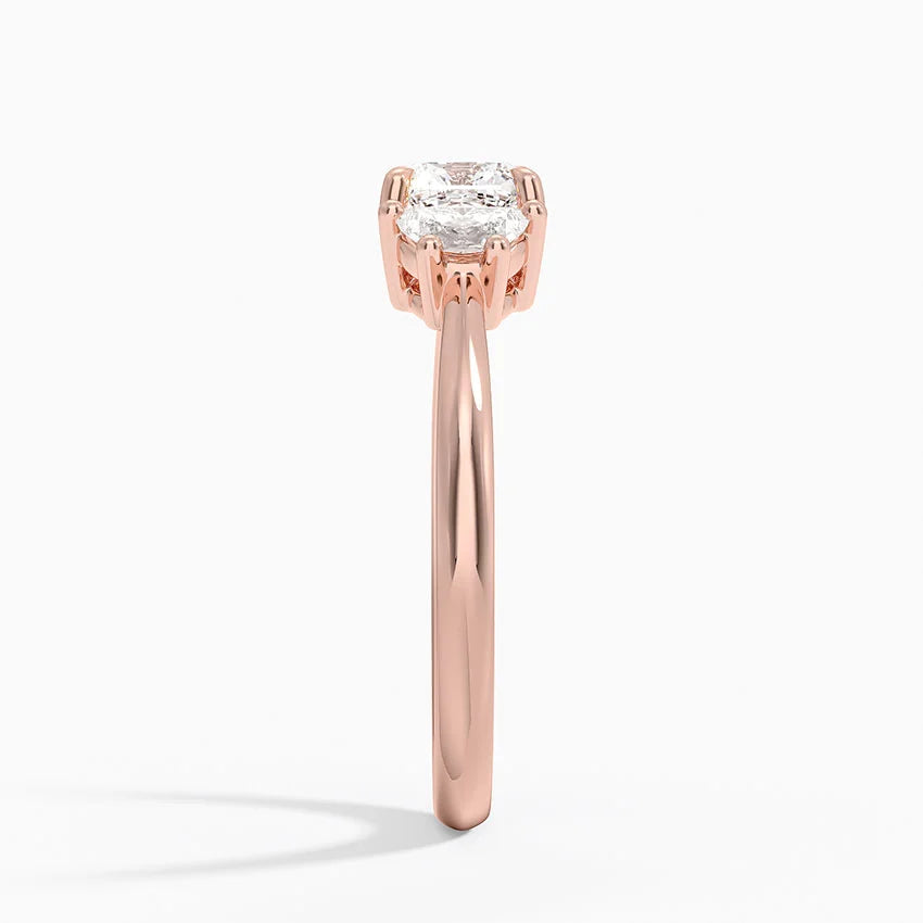 Half Moon Three Stone Diamond Ring