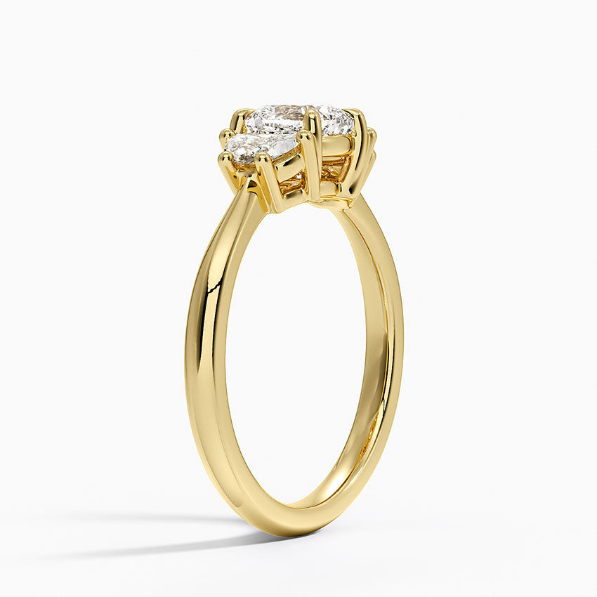 Half Moon Three Stone Diamond Ring