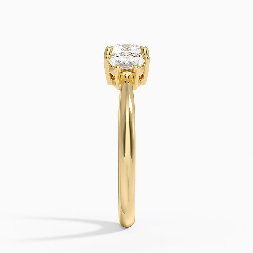 Half Moon Three Stone Diamond Ring