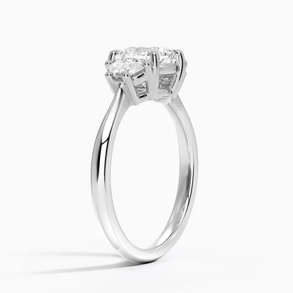 Half Moon Three Stone Diamond Ring