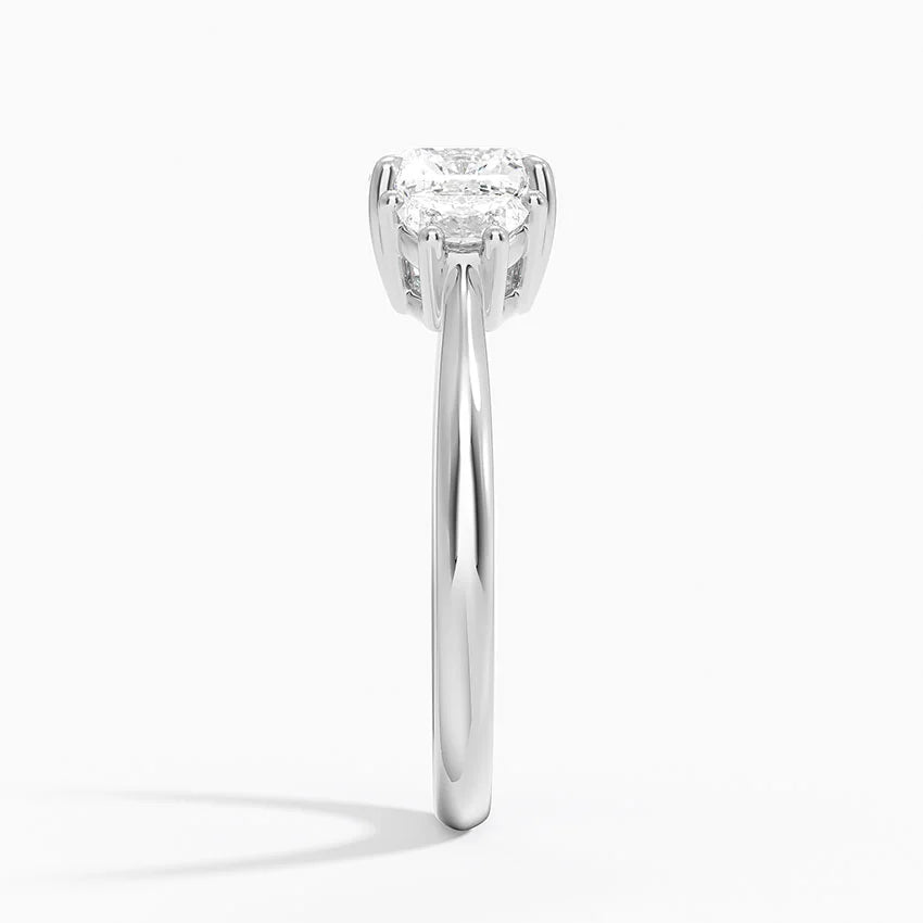 Half Moon Three Stone Diamond Ring