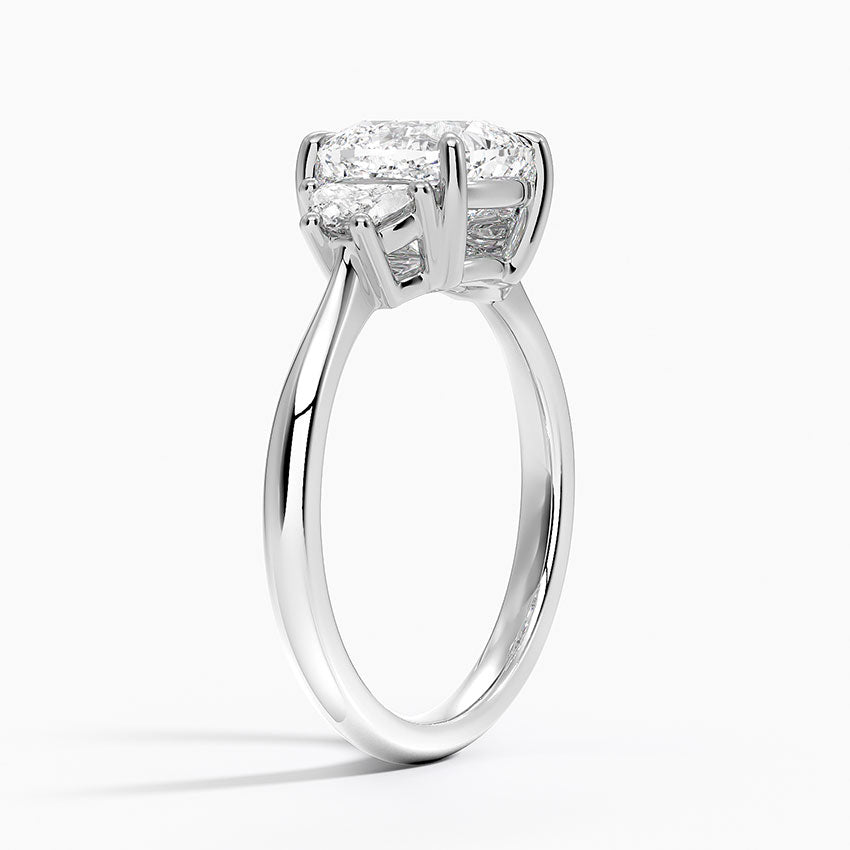 Half Moon Three Stone Diamond Ring