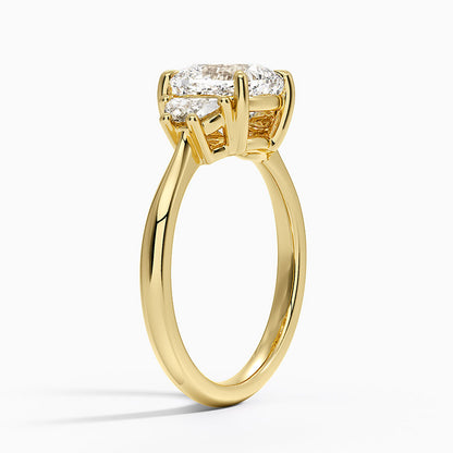 Half Moon Three Stone Diamond Ring