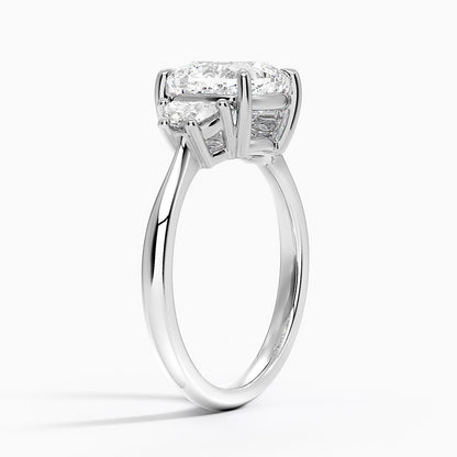 Half Moon Three Stone Diamond Ring