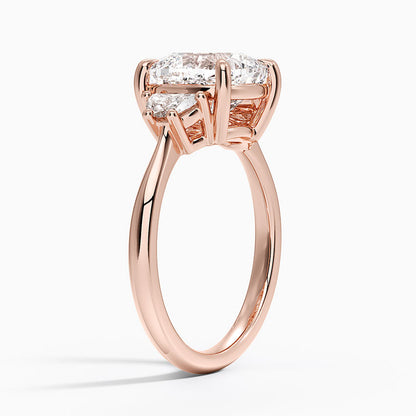 Half Moon Three Stone Diamond Ring