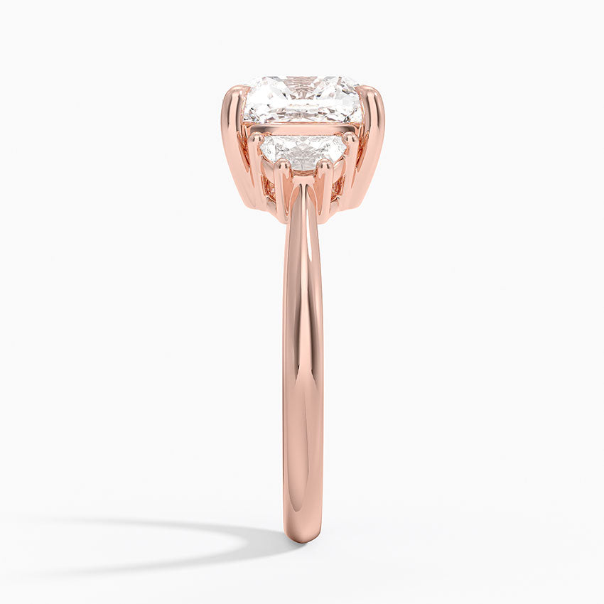 Half Moon Three Stone Diamond Ring