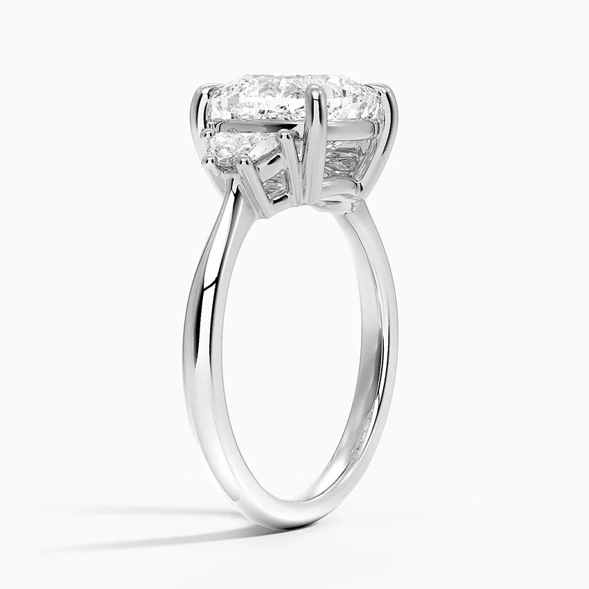 Half Moon Three Stone Diamond Ring