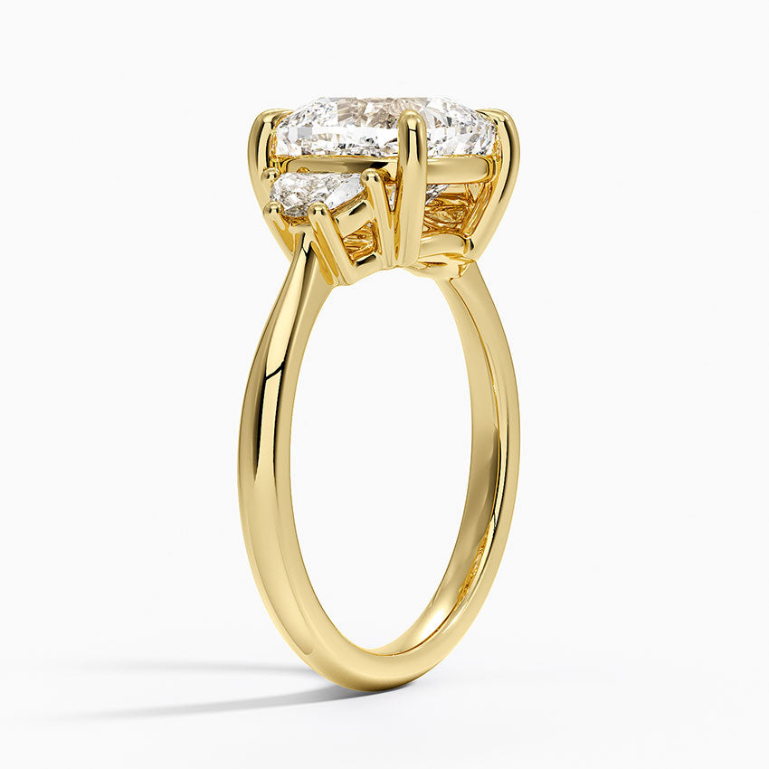 Half Moon Three Stone Diamond Ring