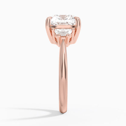 Half Moon Three Stone Diamond Ring