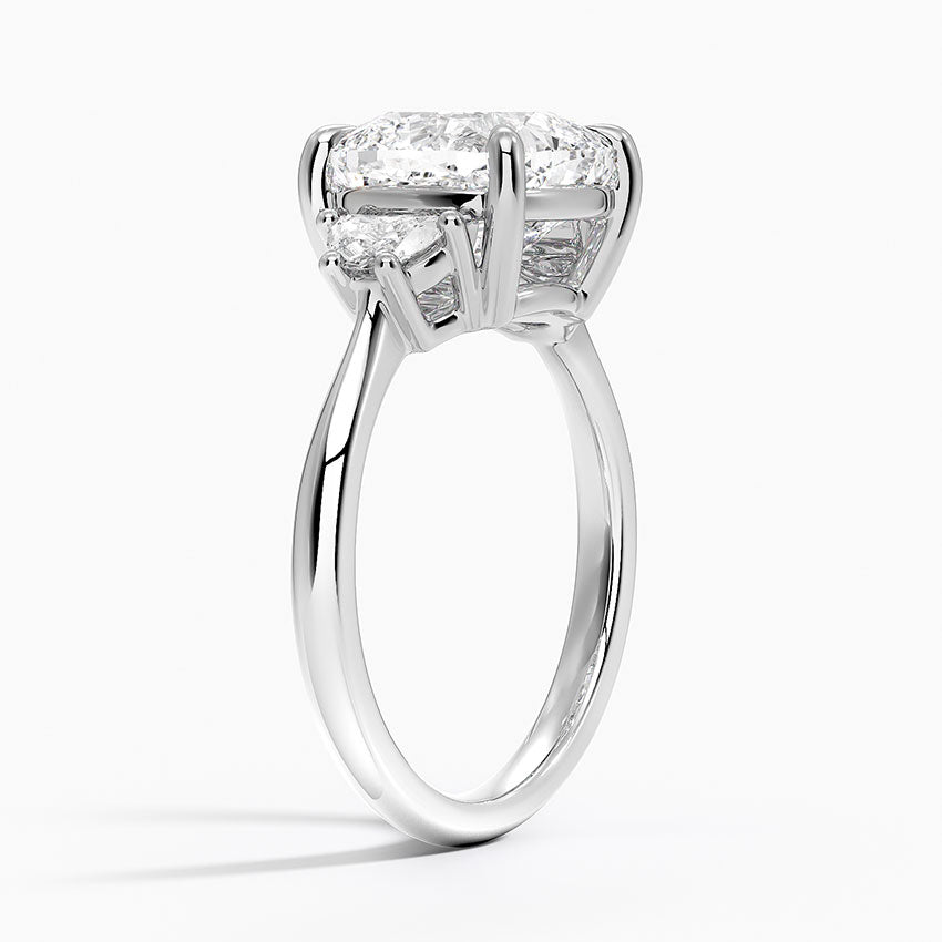 Half Moon Three Stone Diamond Ring