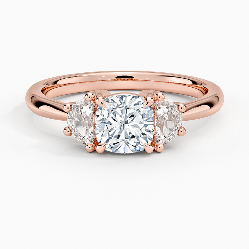 Half Moon Three Stone Diamond Ring