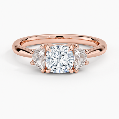 Half Moon Three Stone Diamond Ring