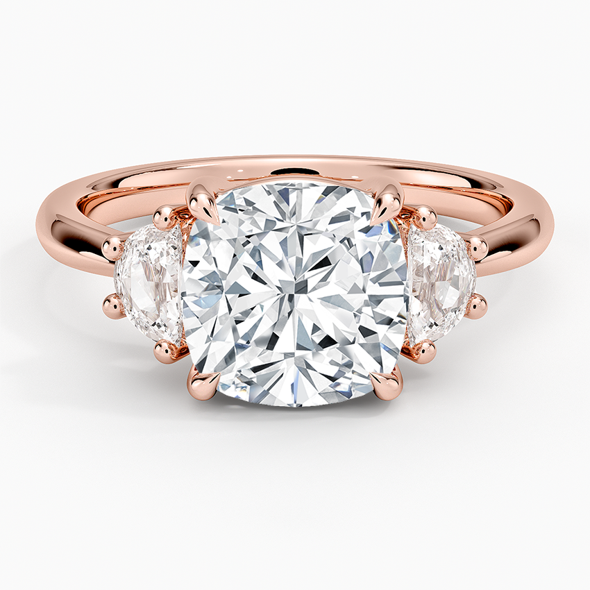 Half Moon Three Stone Diamond Ring