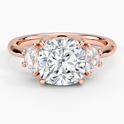Half Moon Three Stone Diamond Ring