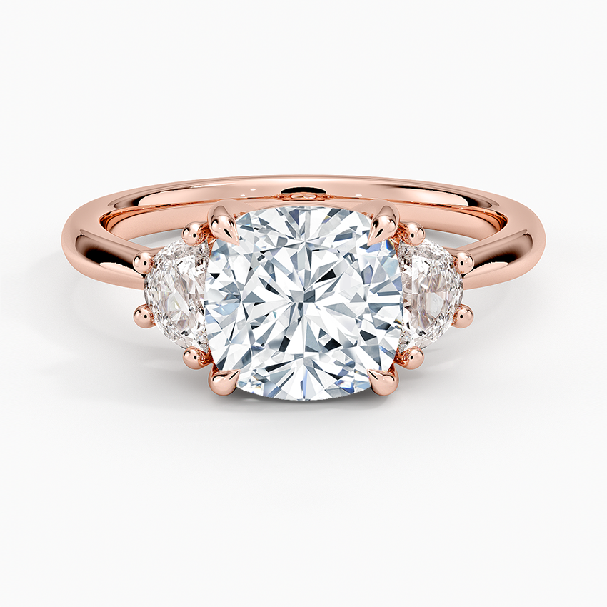 Half Moon Three Stone Diamond Ring