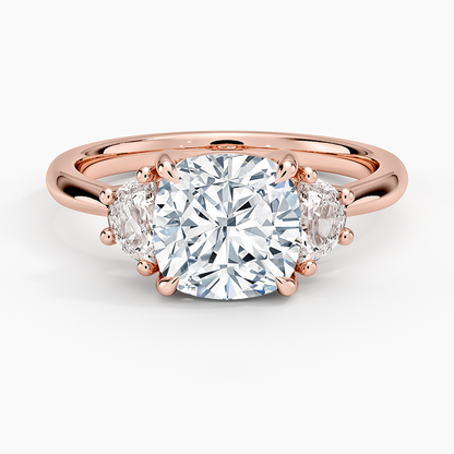Half Moon Three Stone Diamond Ring