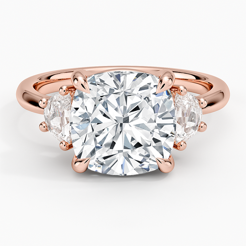 Half Moon Three Stone Diamond Ring