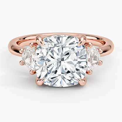 Half Moon Three Stone Diamond Ring