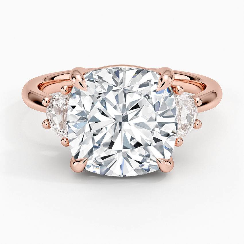 Half Moon Three Stone Diamond Ring