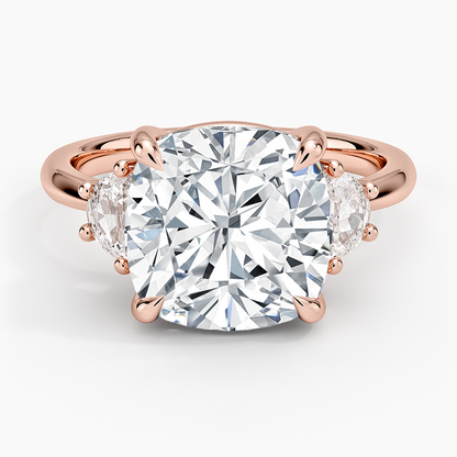 Half Moon Three Stone Diamond Ring