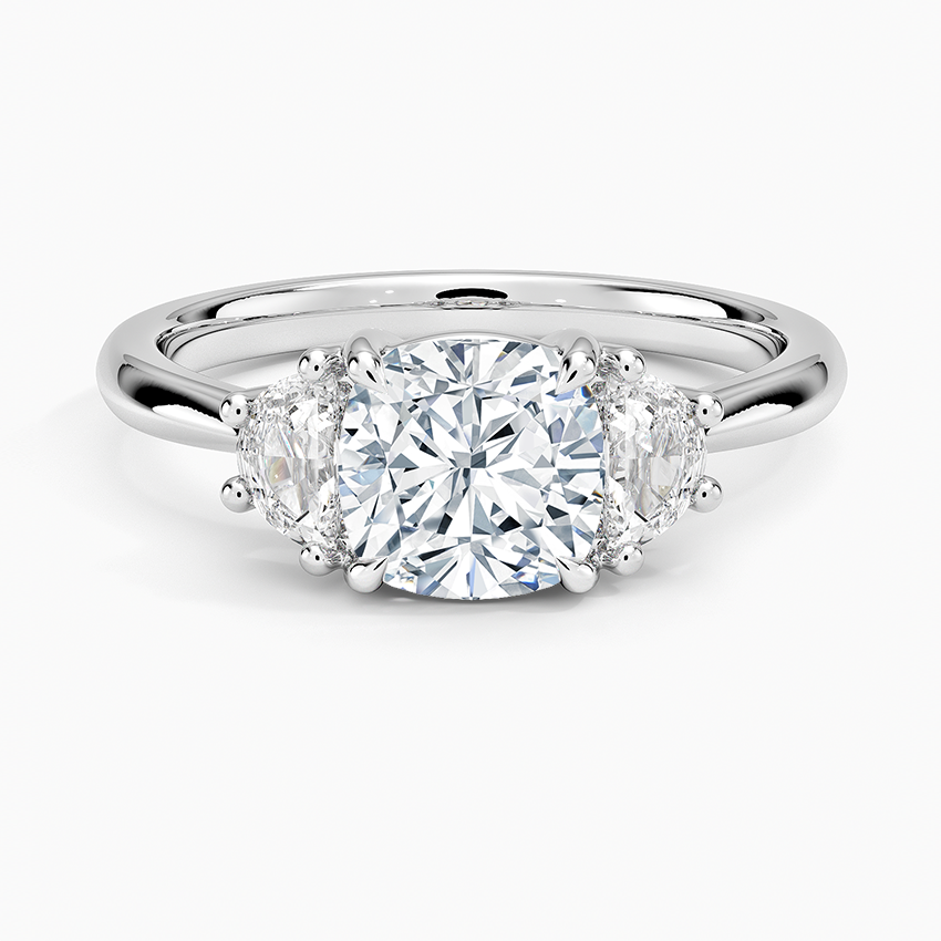 Half Moon Three Stone Diamond Ring