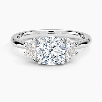 Half Moon Three Stone Diamond Ring