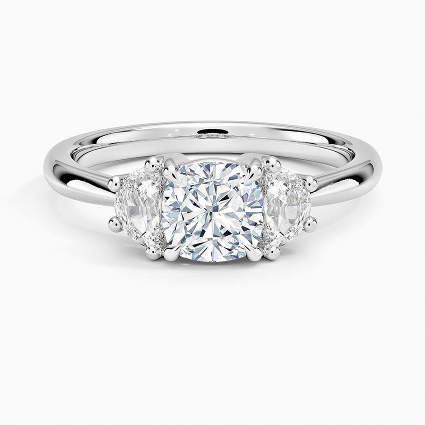 Half Moon Three Stone Diamond Ring