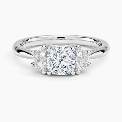 Half Moon Three Stone Diamond Ring