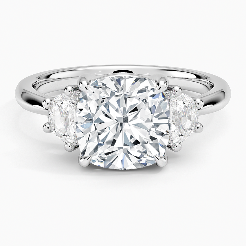 Half Moon Three Stone Diamond Ring