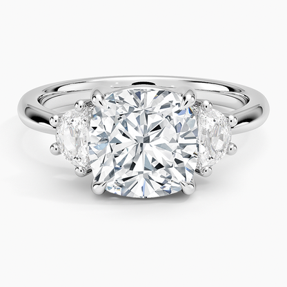 Half Moon Three Stone Diamond Ring