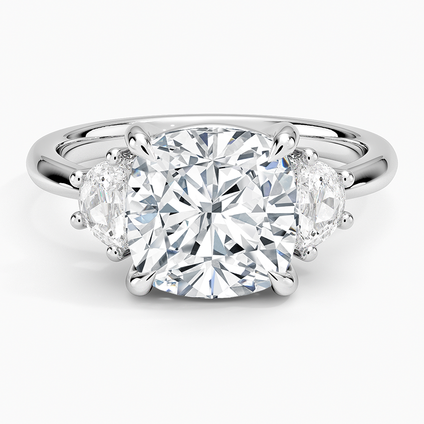 Half Moon Three Stone Diamond Ring