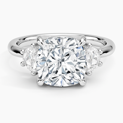 Half Moon Three Stone Diamond Ring