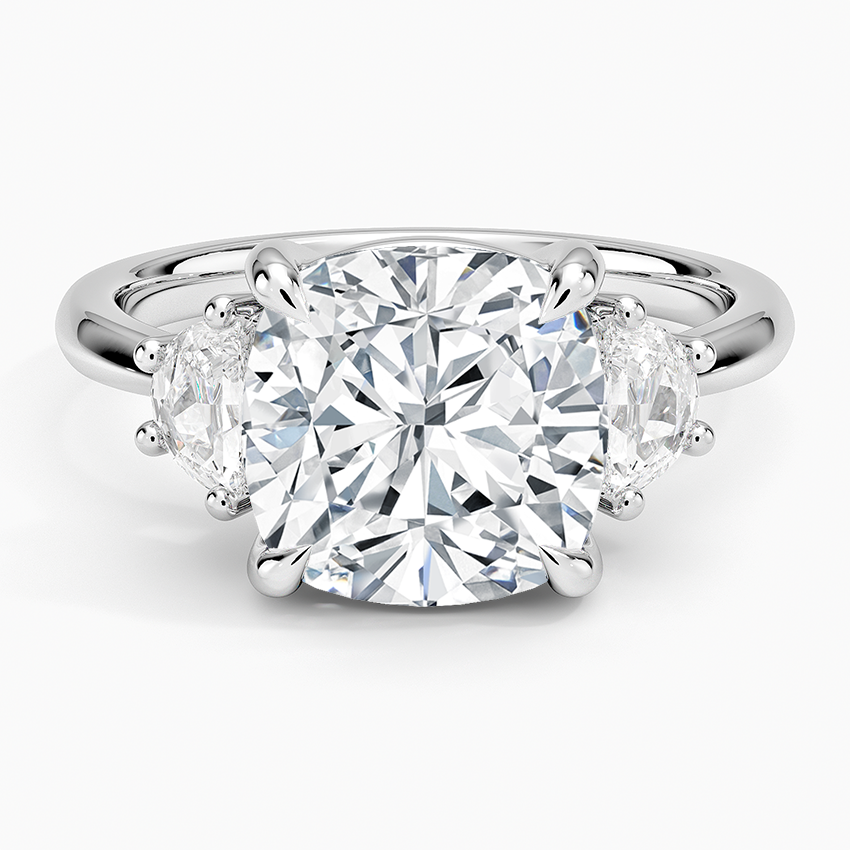 Half Moon Three Stone Diamond Ring