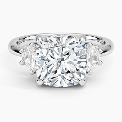 Half Moon Three Stone Diamond Ring