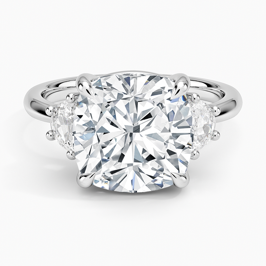 Half Moon Three Stone Diamond Ring