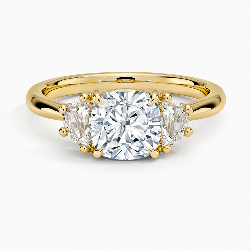 Half Moon Three Stone Diamond Ring