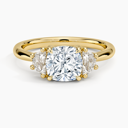 Half Moon Three Stone Diamond Ring