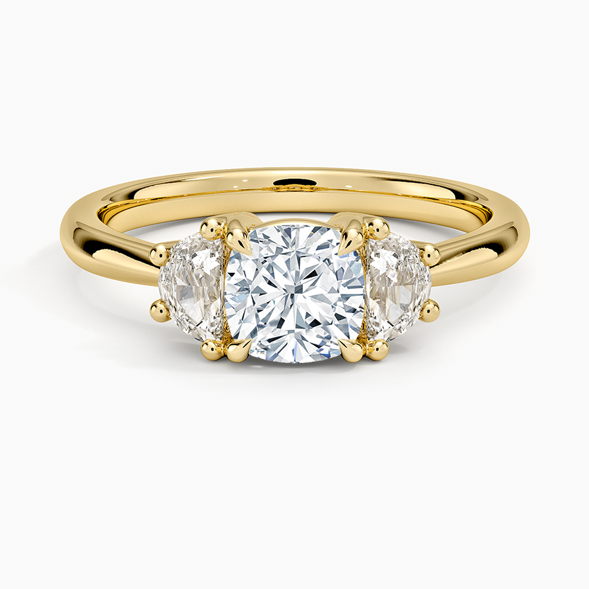Half Moon Three Stone Diamond Ring