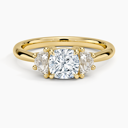 Half Moon Three Stone Diamond Ring