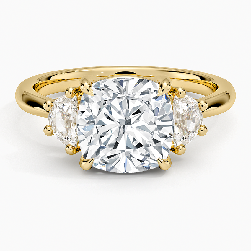 Half Moon Three Stone Diamond Ring