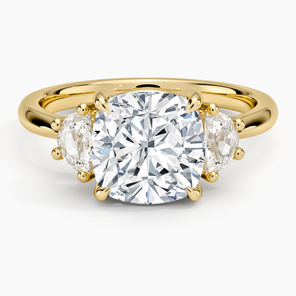 Half Moon Three Stone Diamond Ring