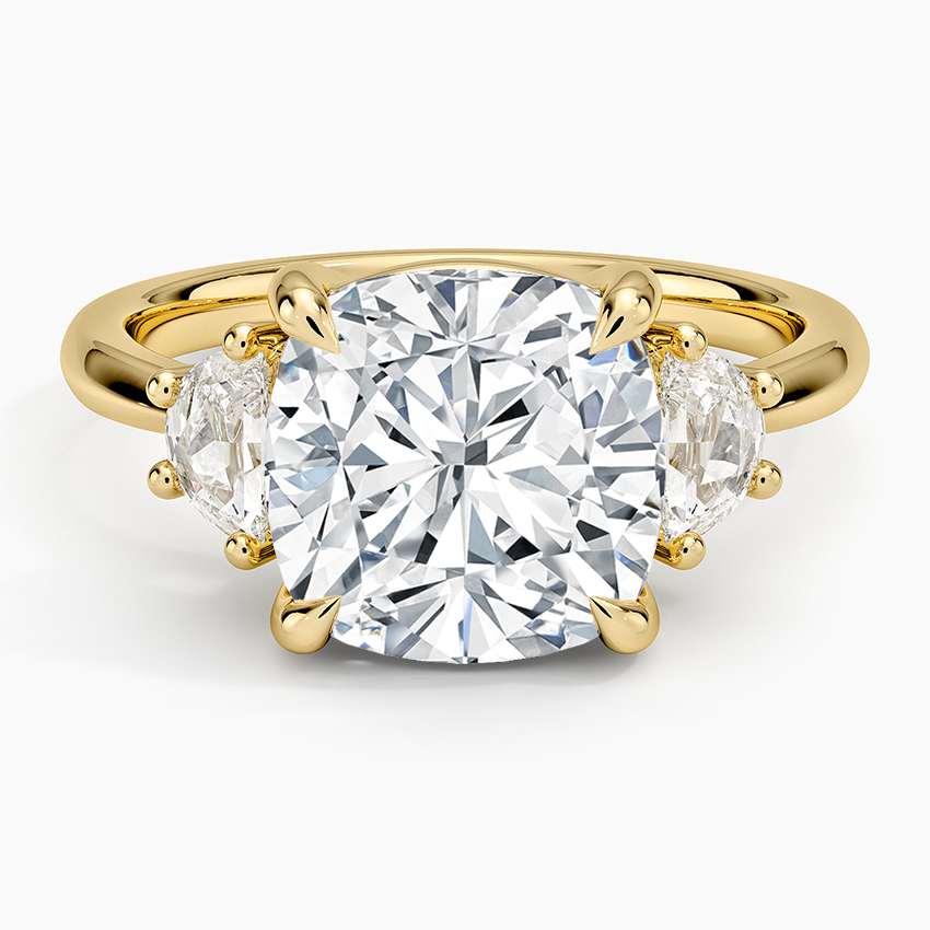 Half Moon Three Stone Diamond Ring