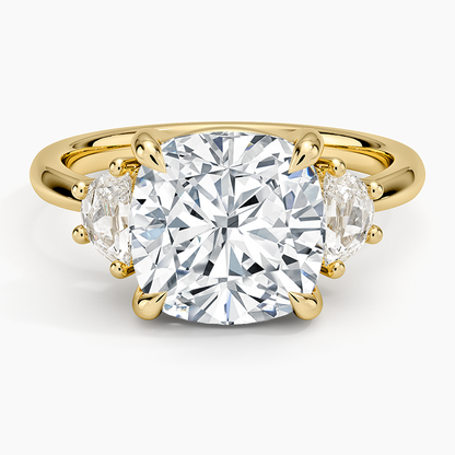 Half Moon Three Stone Diamond Ring