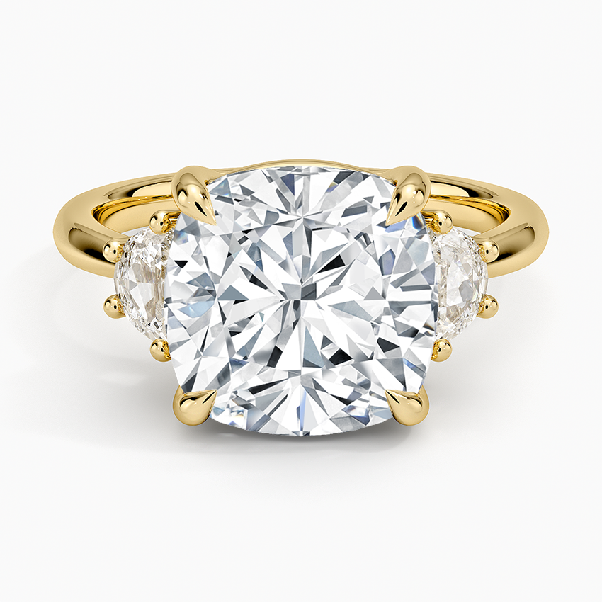 Half Moon Three Stone Diamond Ring