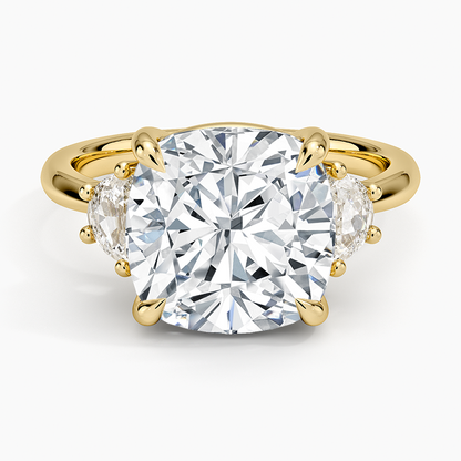 Half Moon Three Stone Diamond Ring